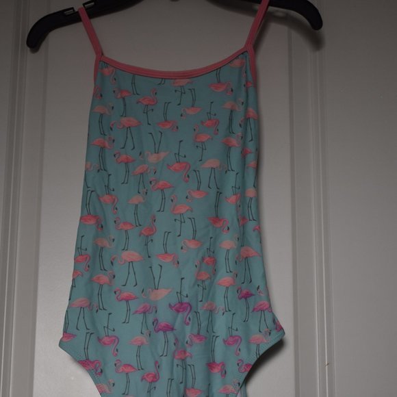 Blue Pink Flamingo One Piece Swimsuit - Picture 1 of 3
